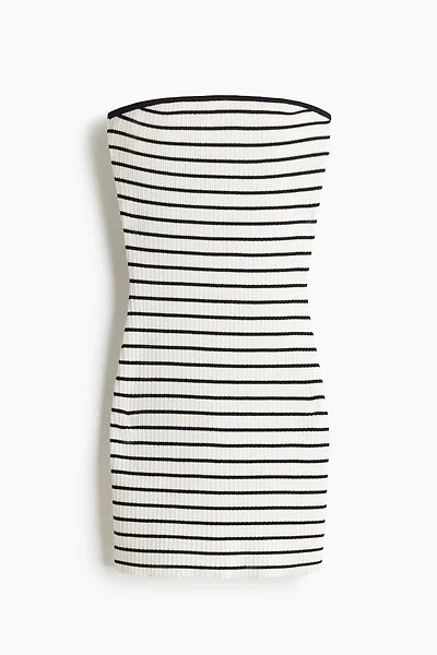 Robe bandeau en tricot côtelé