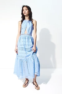 Eyelet-Embroidered Poplin Dress