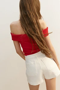Ribbed Off-the-Shoulder Top