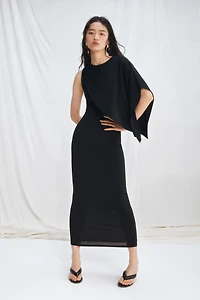 Asymmetric Cape-Detail Dress