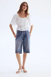 Ruffle-Trimmed Cotton Blouse