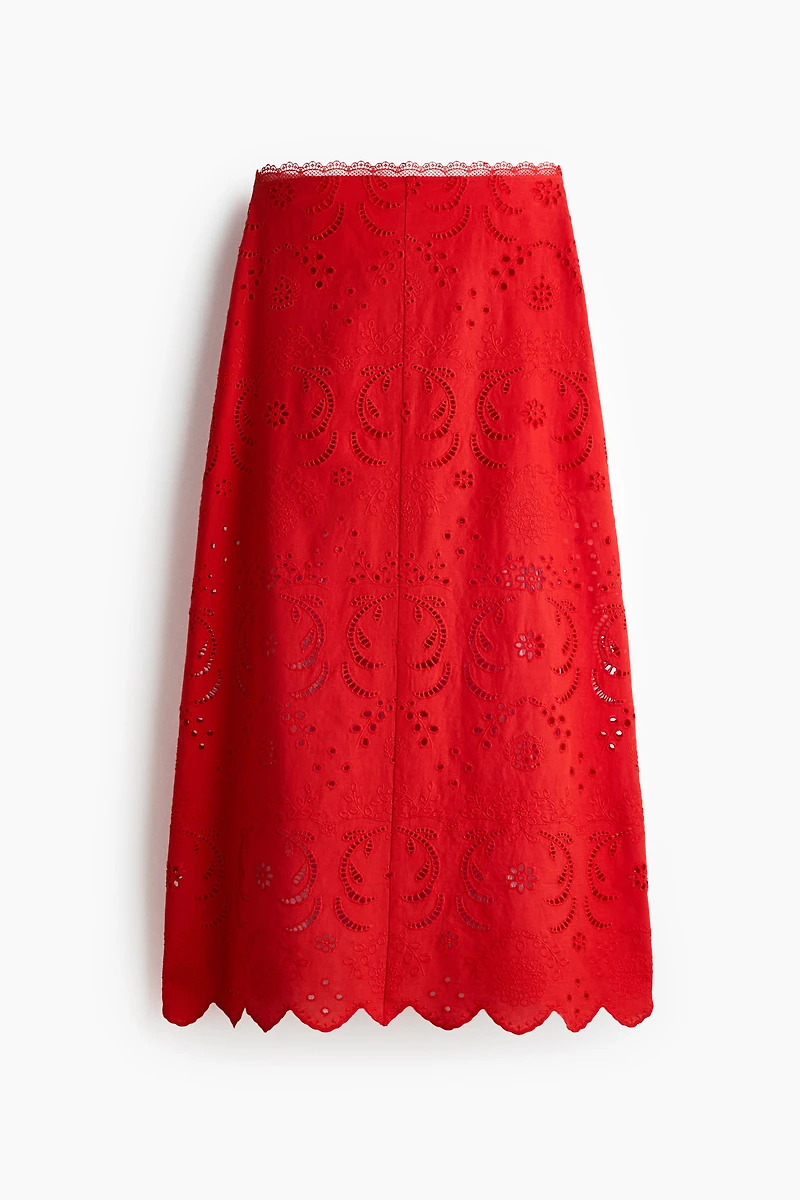 Eyelet-Embroidered Cotton Skirt
