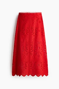 Eyelet-Embroidered Cotton Skirt