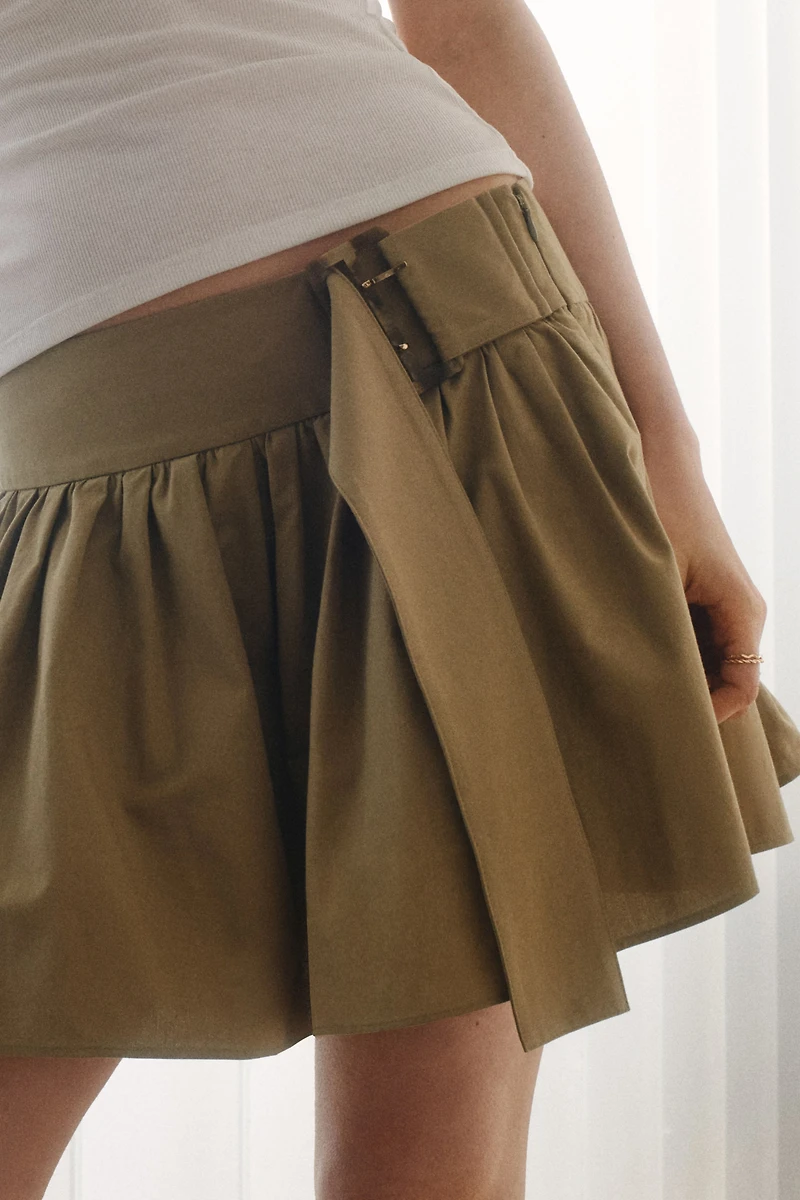 Flared Cotton Mini Skirt