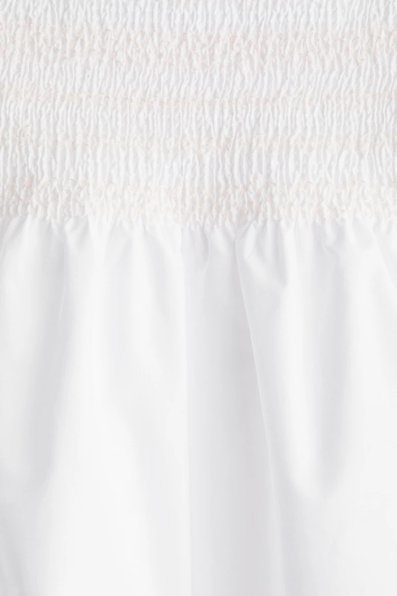Smocked Cotton Poplin Skirt