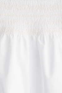 Smocked Cotton Poplin Skirt