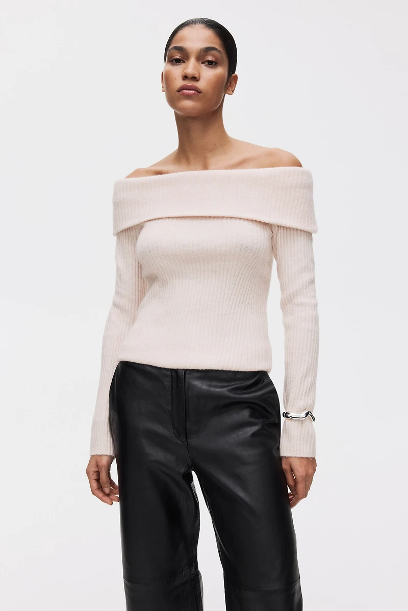 Rib-Knit Off-the-Shoulder Top