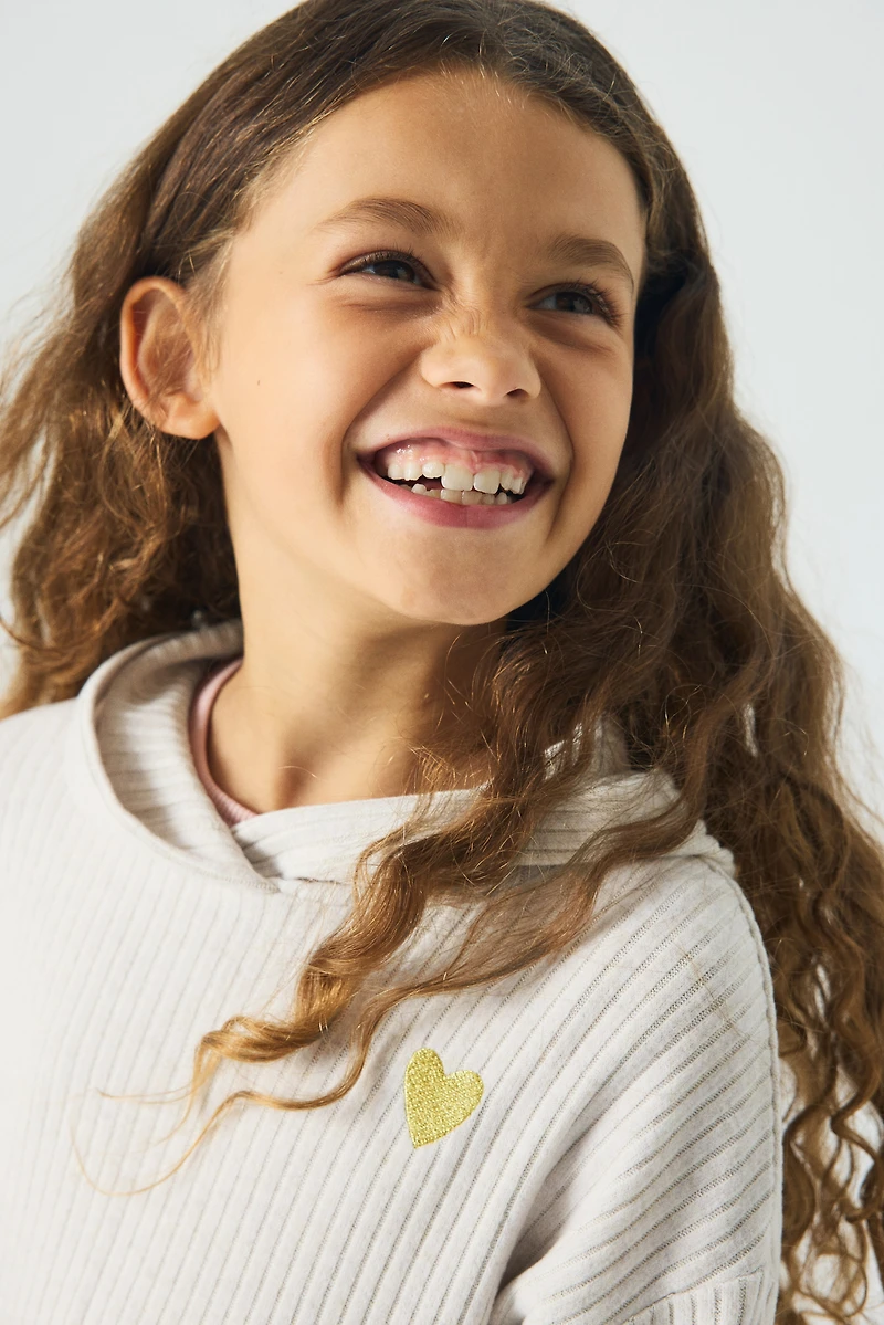 Ensemble 2 pièces en tricot côtelé et brossé