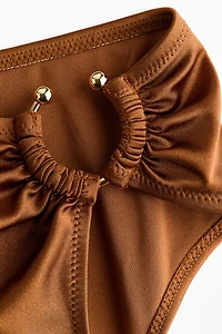 Padded-Cup Bandeau Swimsuit with Cutout