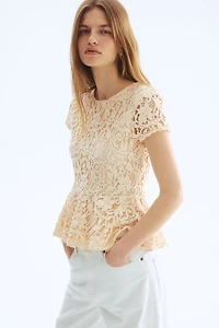 Crochet-Look Peplum Top