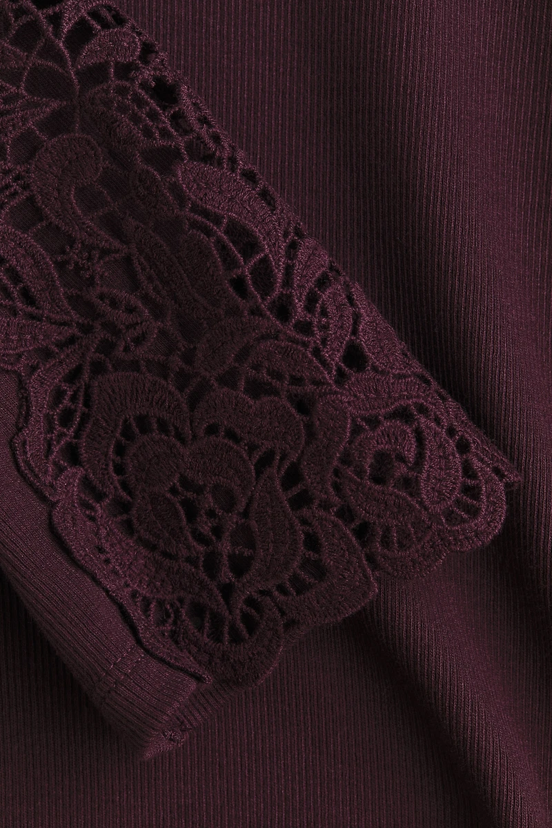 Boat-Neck Top with Lace Insets