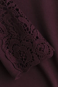 Boat-Neck Top with Lace Insets