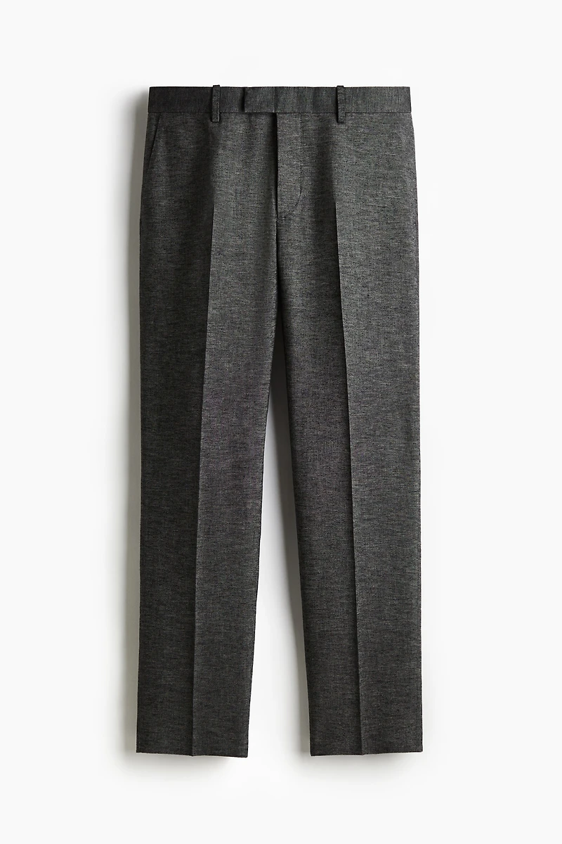 Regular-Fit Tailored Linen-Blend Pants