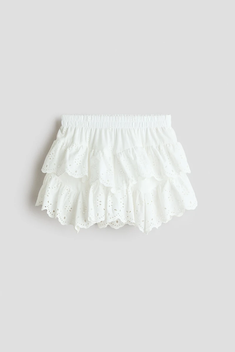 Cotton Skirt with Eyelet Embroidery
