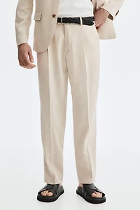 Regular-Fit Tailored Linen-Blend Pants