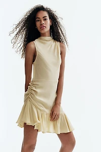 Ruffle-Trimmed Crêpe Dress