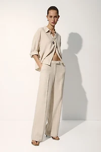 Linen-Blend Dress Pants