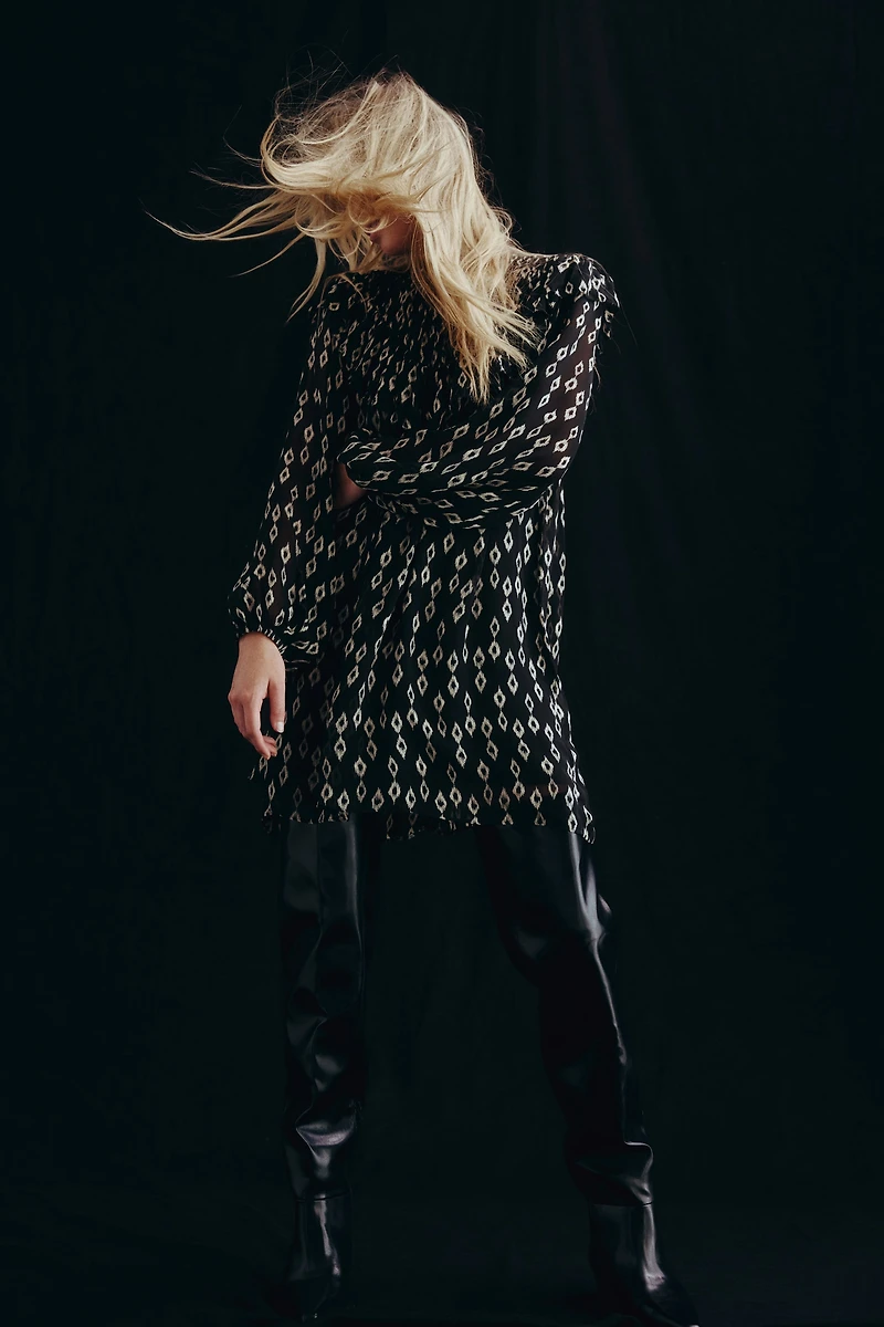 Ruffle-Trimmed Tunic Dress