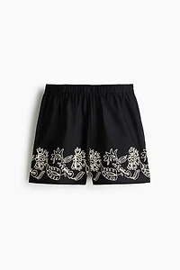 Embroidered Cotton Beach Shorts