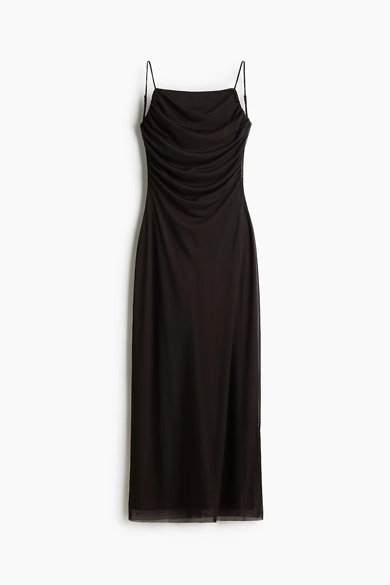 Draped Mesh Strappy Dress