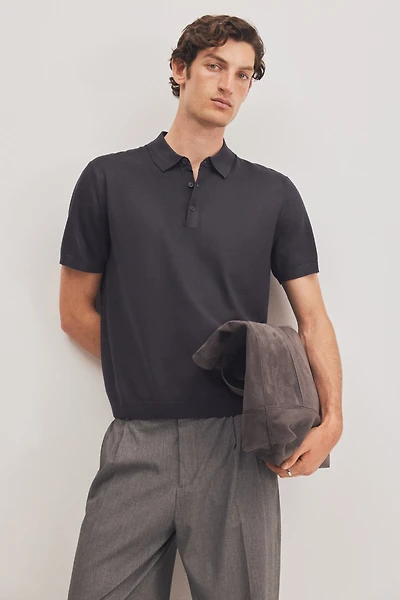Regular-Fit Fine-Knit Polo Shirt