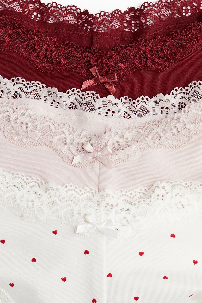 Lot de 5 culottes Hipster en coton avec dentelle