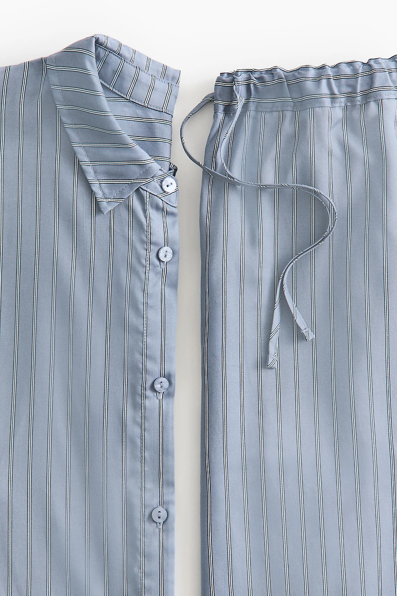 Striped Lyocell Satin Pajamas