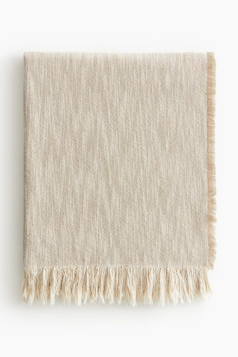 Fringed Slub-Weave Throw