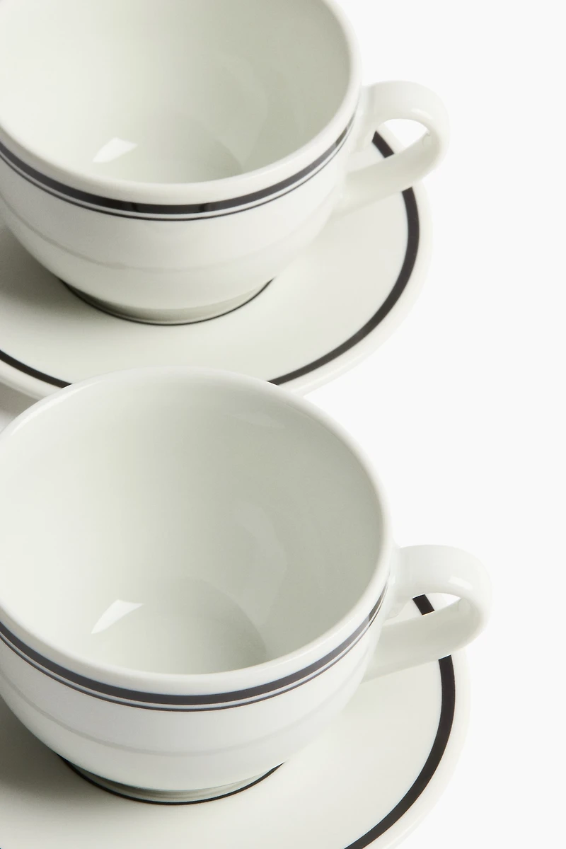 2-Pack Porcelain Cups with Saucers