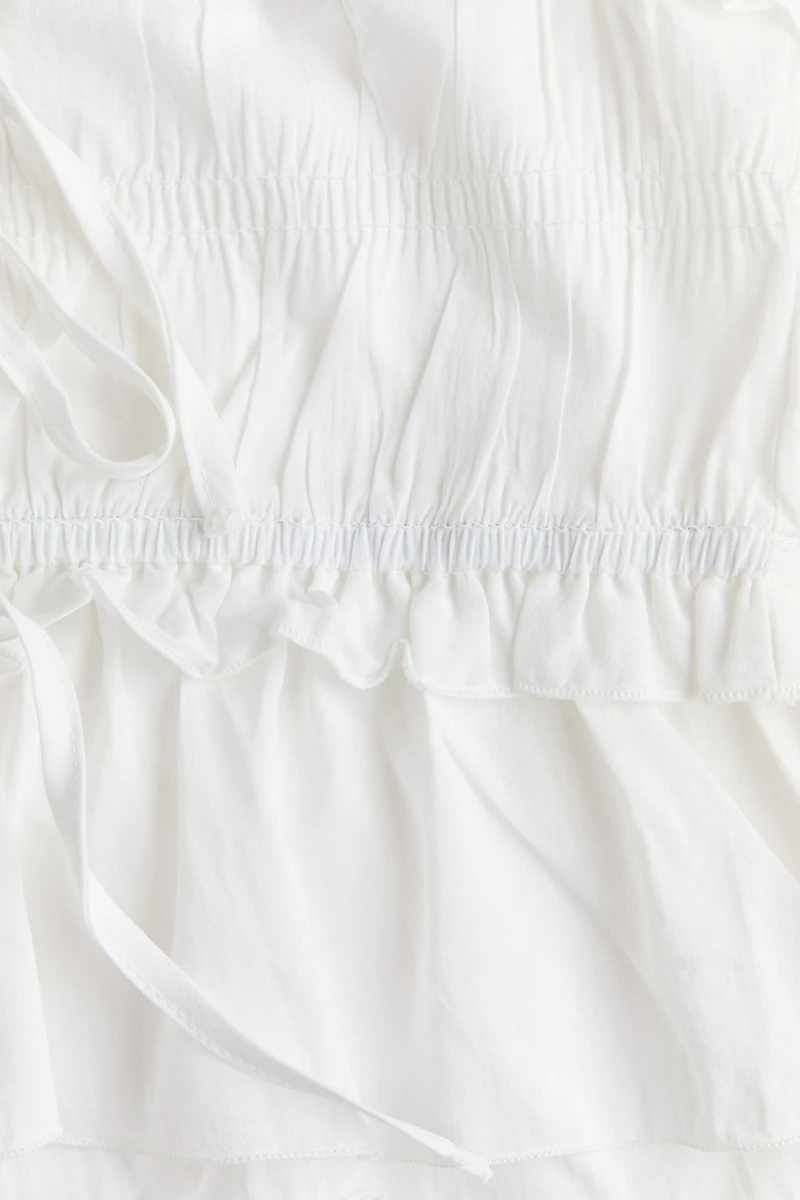 Tie-Detail Smocked Top