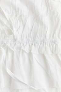 Tie-Detail Smocked Top