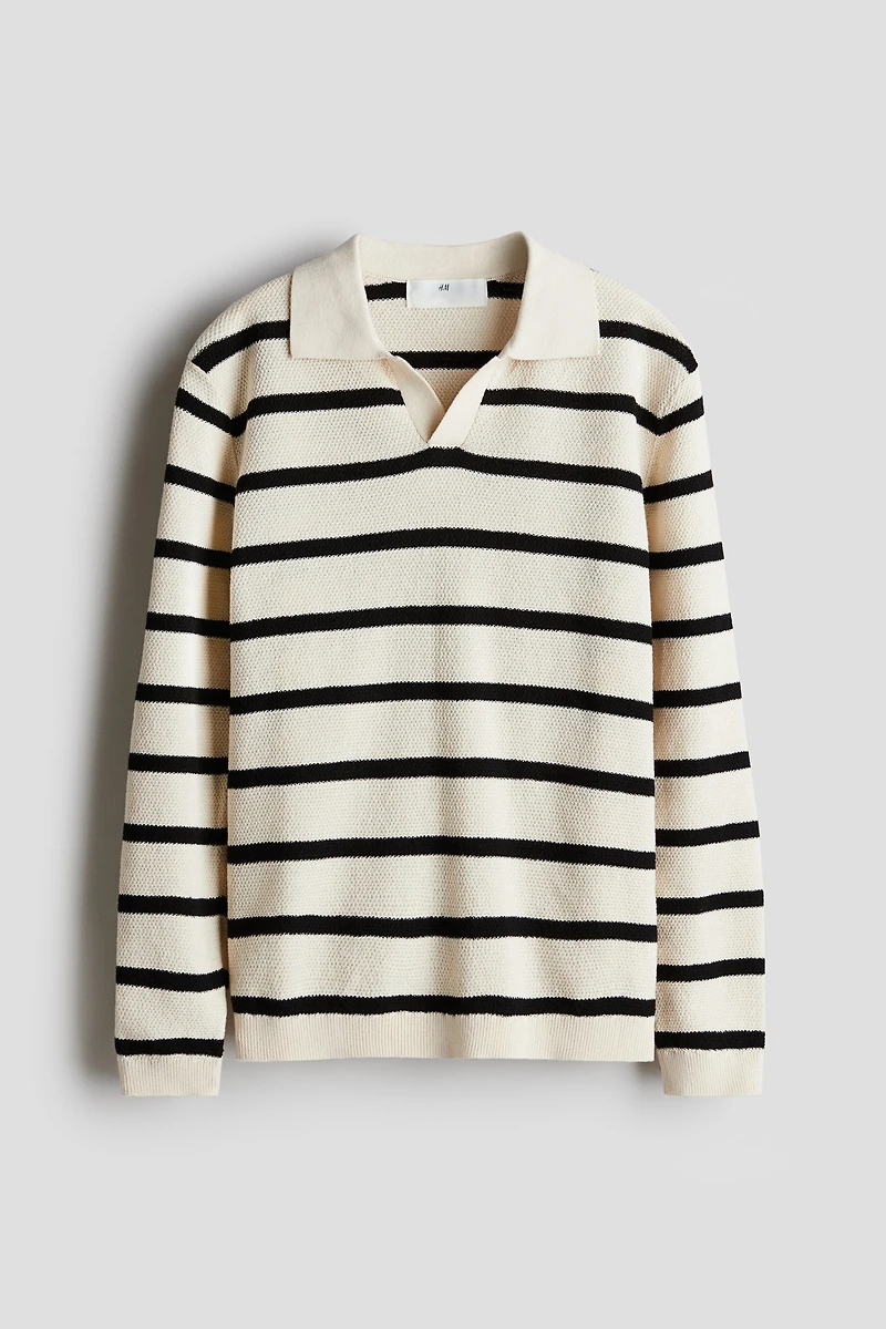 Textured-Knit Polo Sweater