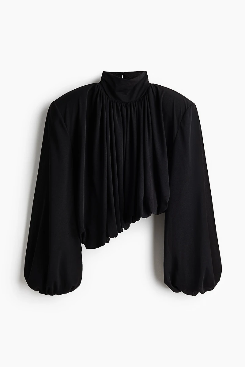 Bubble-Hem Shoulder-Pad Top