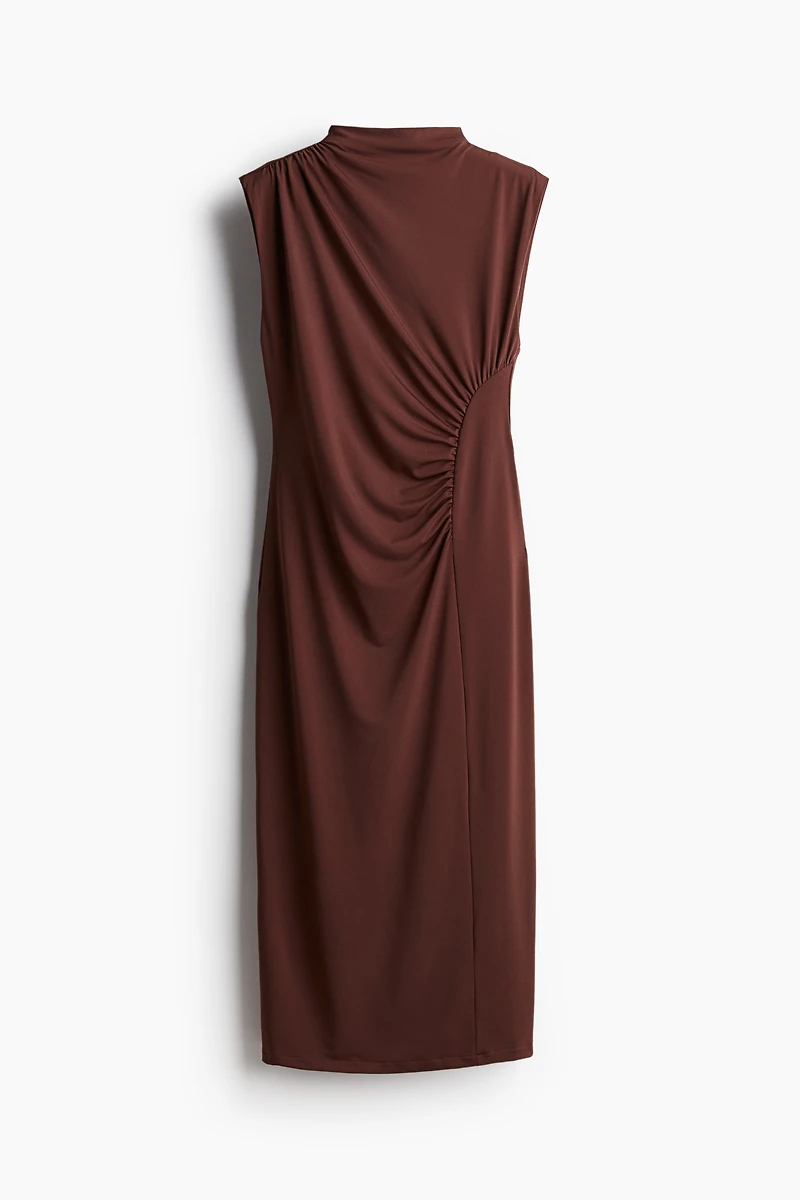 Draped Mock Turtleneck Dress