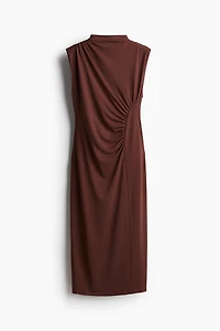 Draped Mock Turtleneck Dress