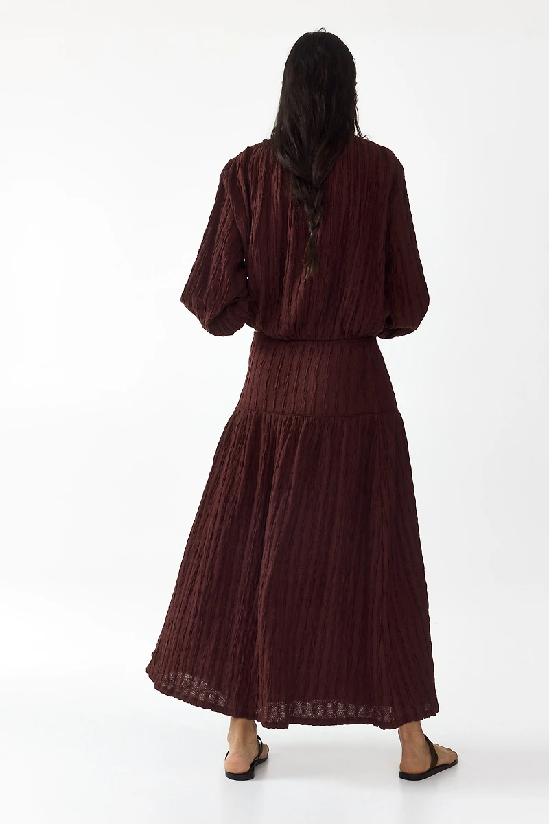 Jupe midi en jersey texturé