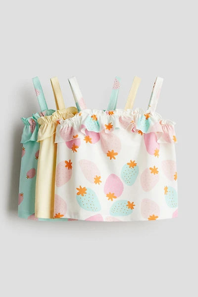 3-Pack Flounce-Trimmed Strappy Tops