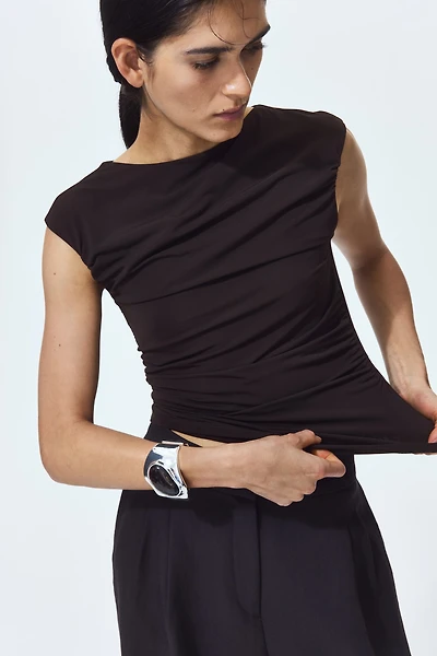 Draped Boat-Neck Top