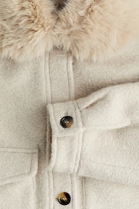 Twill Jacket with Fluffy Collar