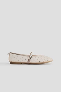 Embellished Mesh Ballet Flats