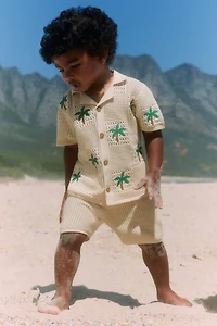 2-Piece Hole-Knit Cotton Set