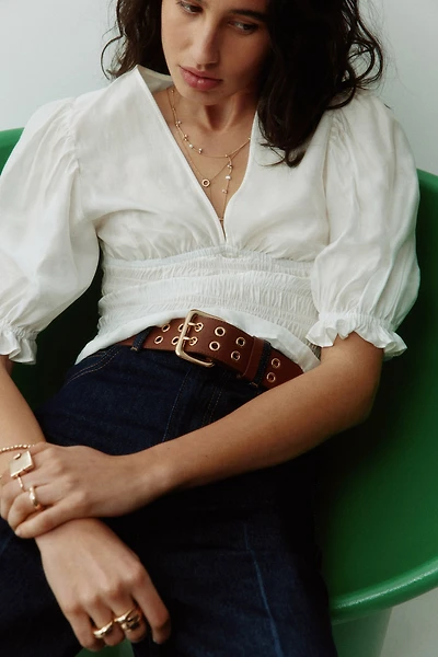 Smocked-Waist Blouse