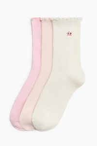 3-Pack Socks with Overlocked Trim