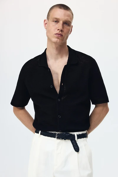 Regular-Fit Open-Knit Shirt