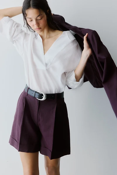 Dressy Linen-Blend Shorts