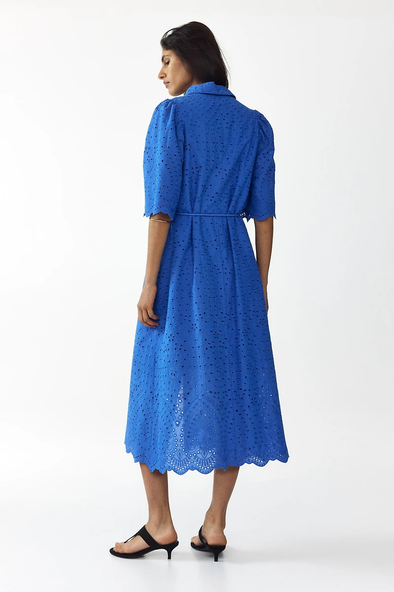 Eyelet-Embroidered Cotton Shirt Dress