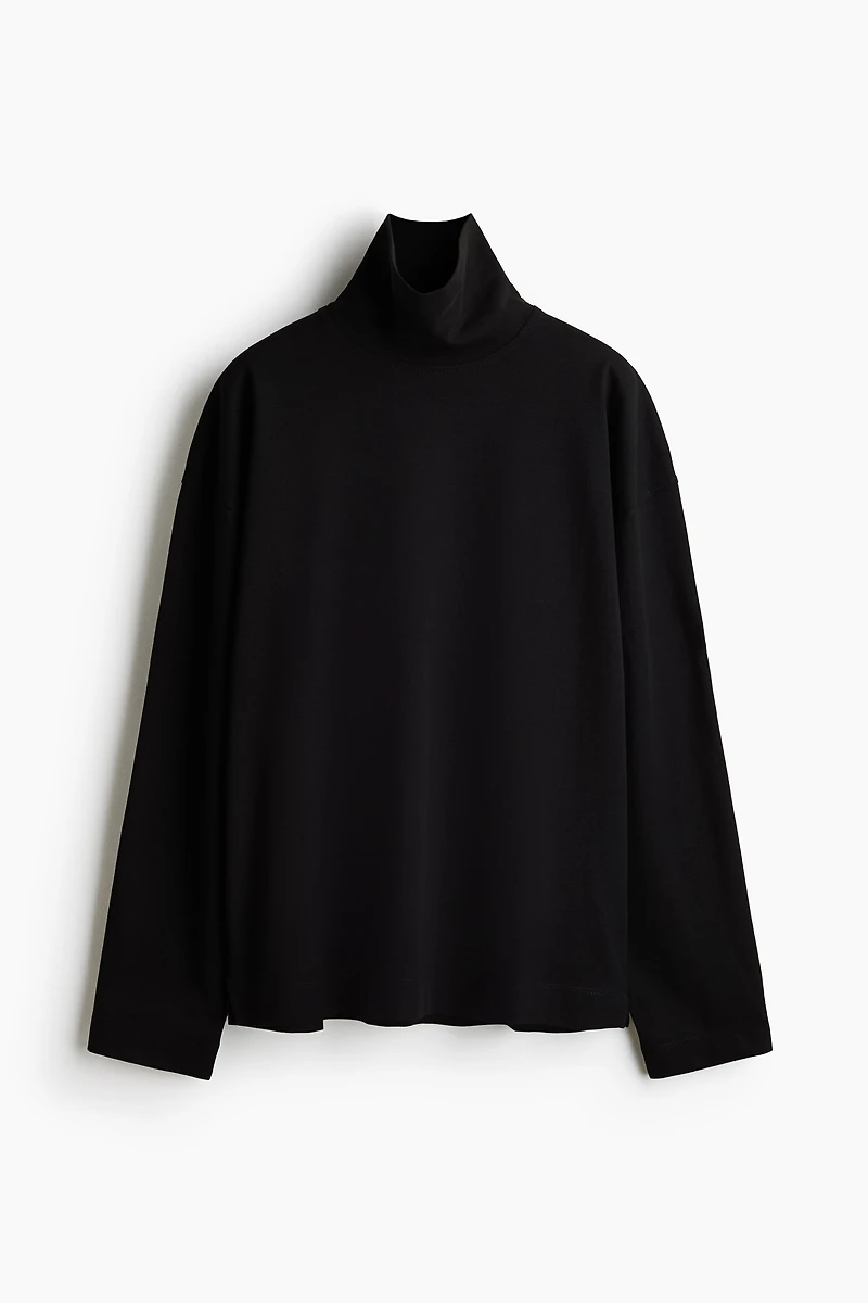 Mock Turtleneck Cotton Shirt