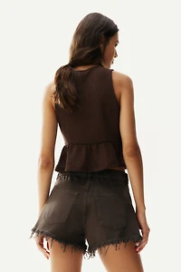 Tie-Front Peplum Top