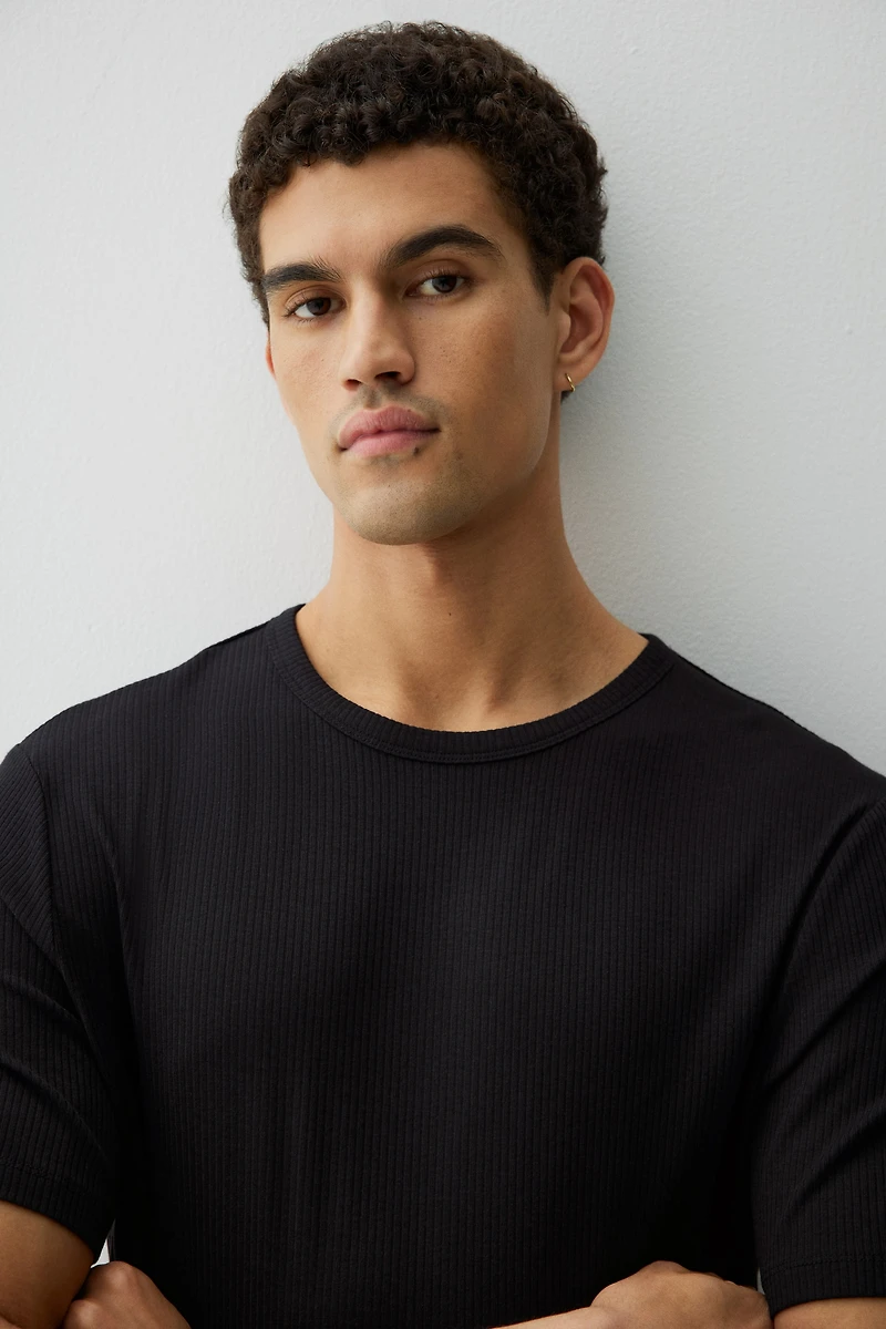 Slim-Fit Ribbed T-Shirt