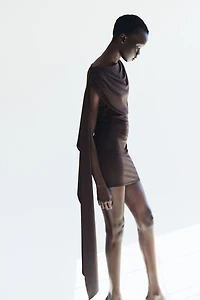 Cape-Detail Draped Dress